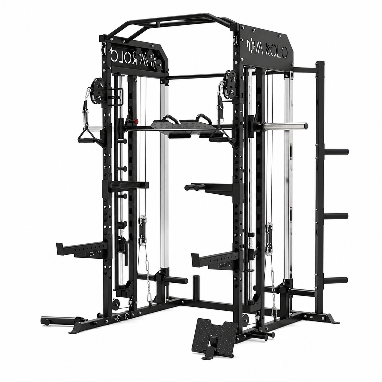 Smith Machine, All-In-One Power Rack Cage with Vertical Leg Press, 2000LBS Power Cage Squat Rack with Smith Bar, Dual Pulley Cable Crossover System for Home Gym